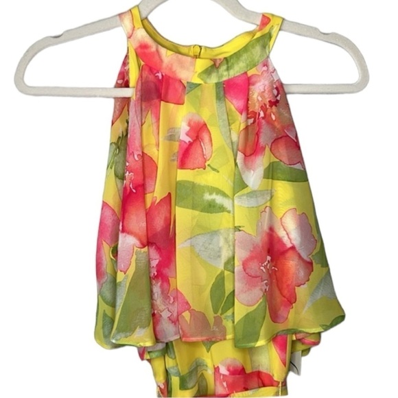 Eliza J Floral Halter Neck High Low Dress In Yellow - Picture 5 of 14